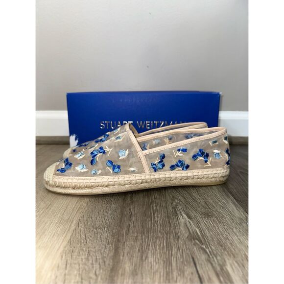 Stuart Weitzman BareItAll Floral-Embroidered Mesh Espadrilles Size 8 $350 - Picture 10 of 12